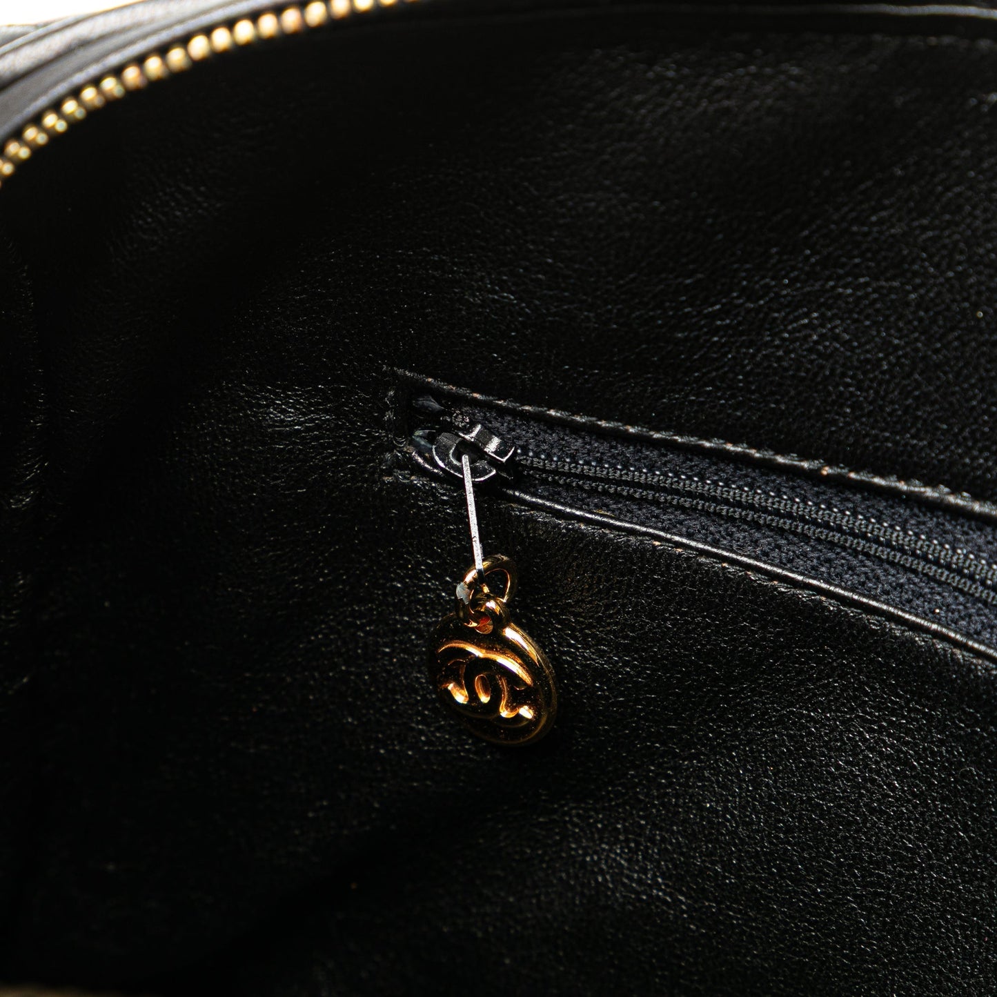 Chanel CC Quilted Lambskin Tassel Crossbody Black
