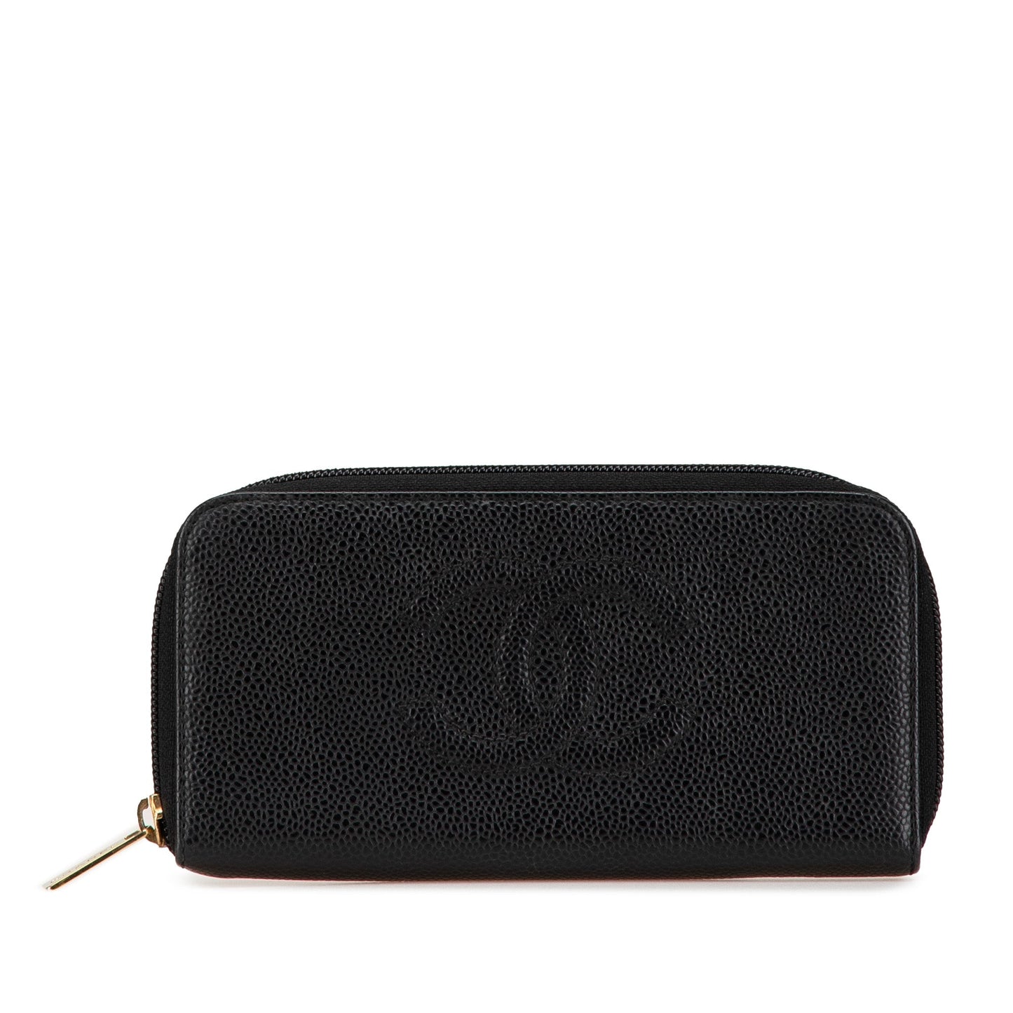 Chanel CC Caviar Zip Around Wallet Black