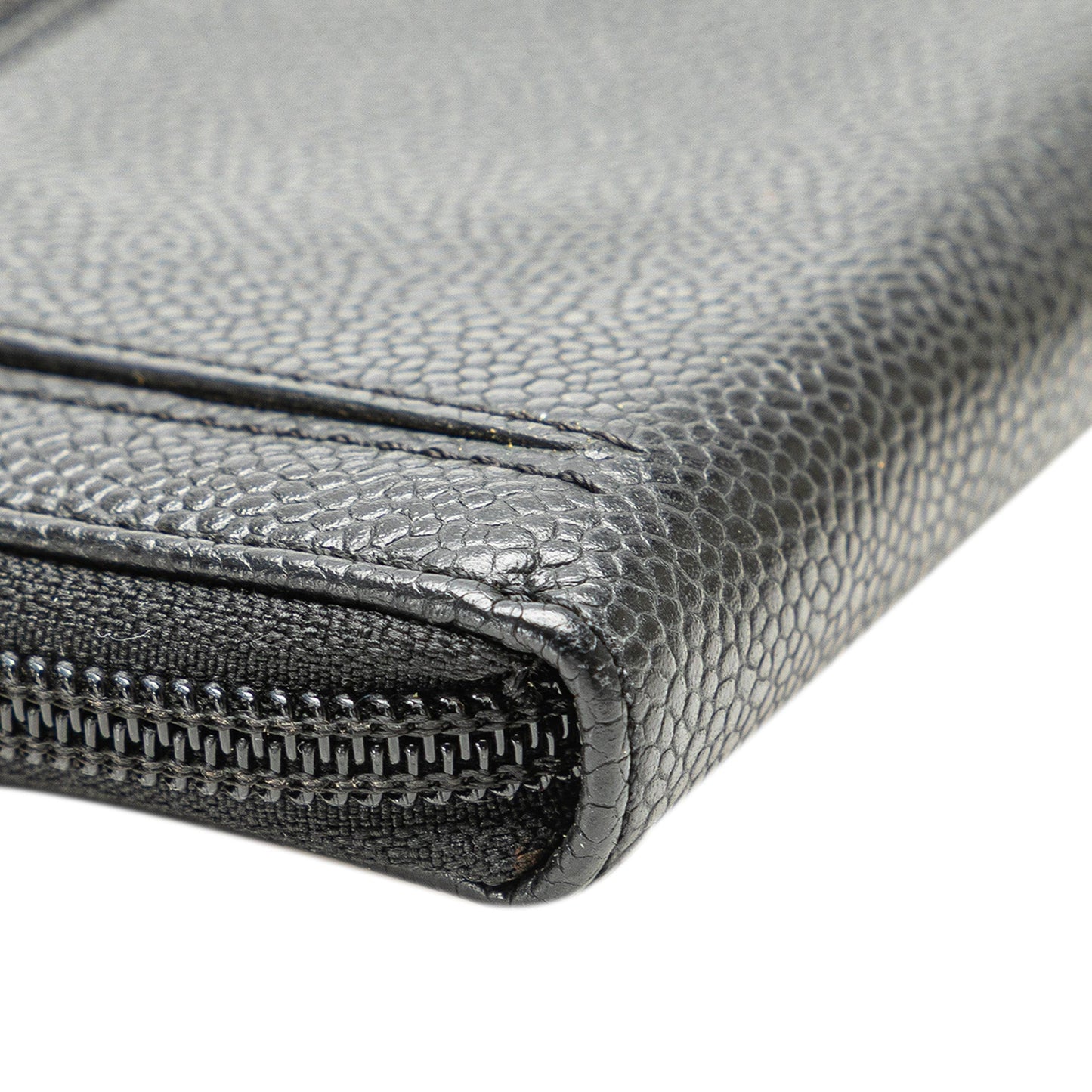 Chanel CC Caviar Zip Around Wallet Black