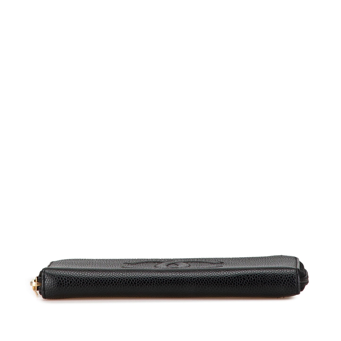 Chanel CC Caviar Zip Around Wallet Black