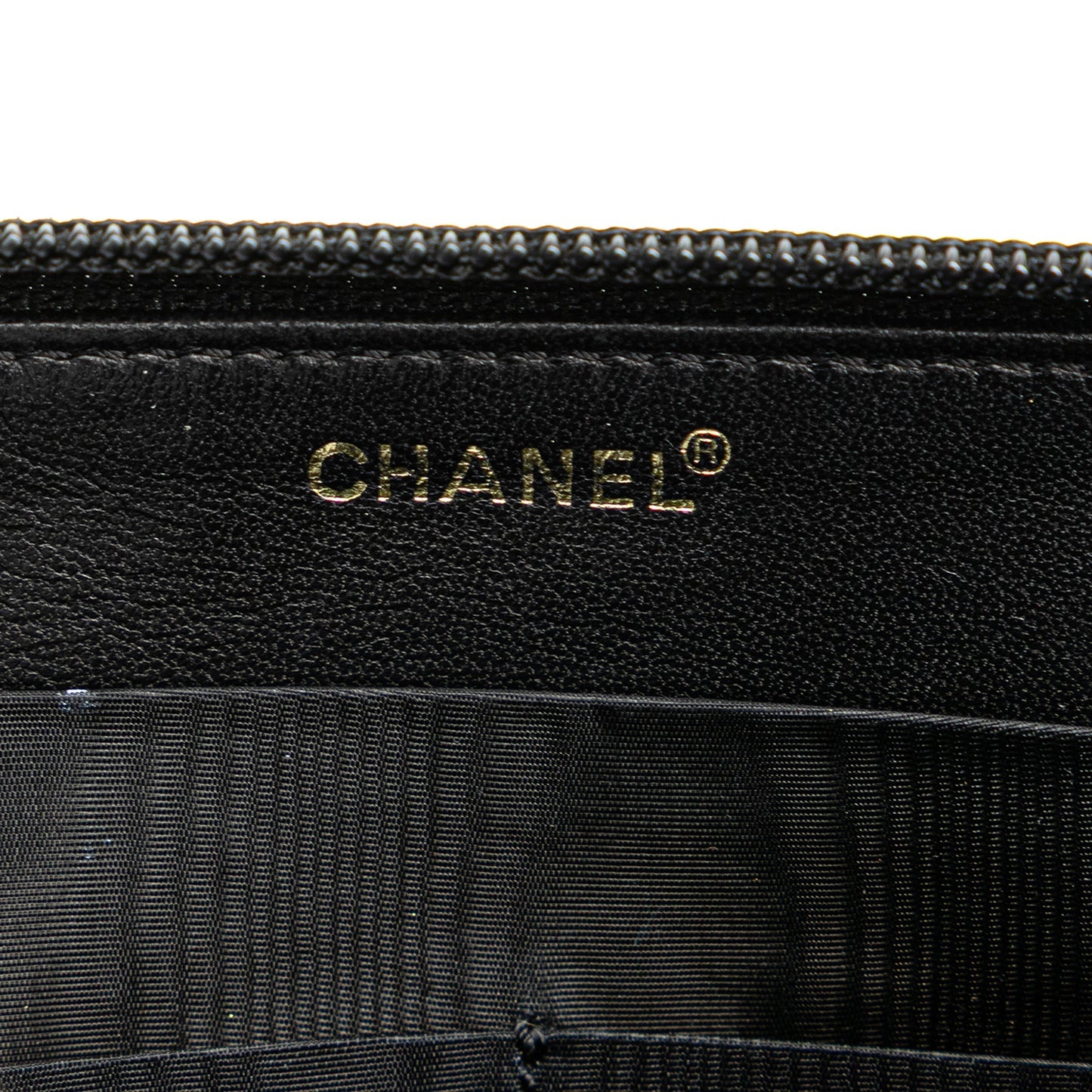 Chanel CC Caviar Zip Around Wallet Black