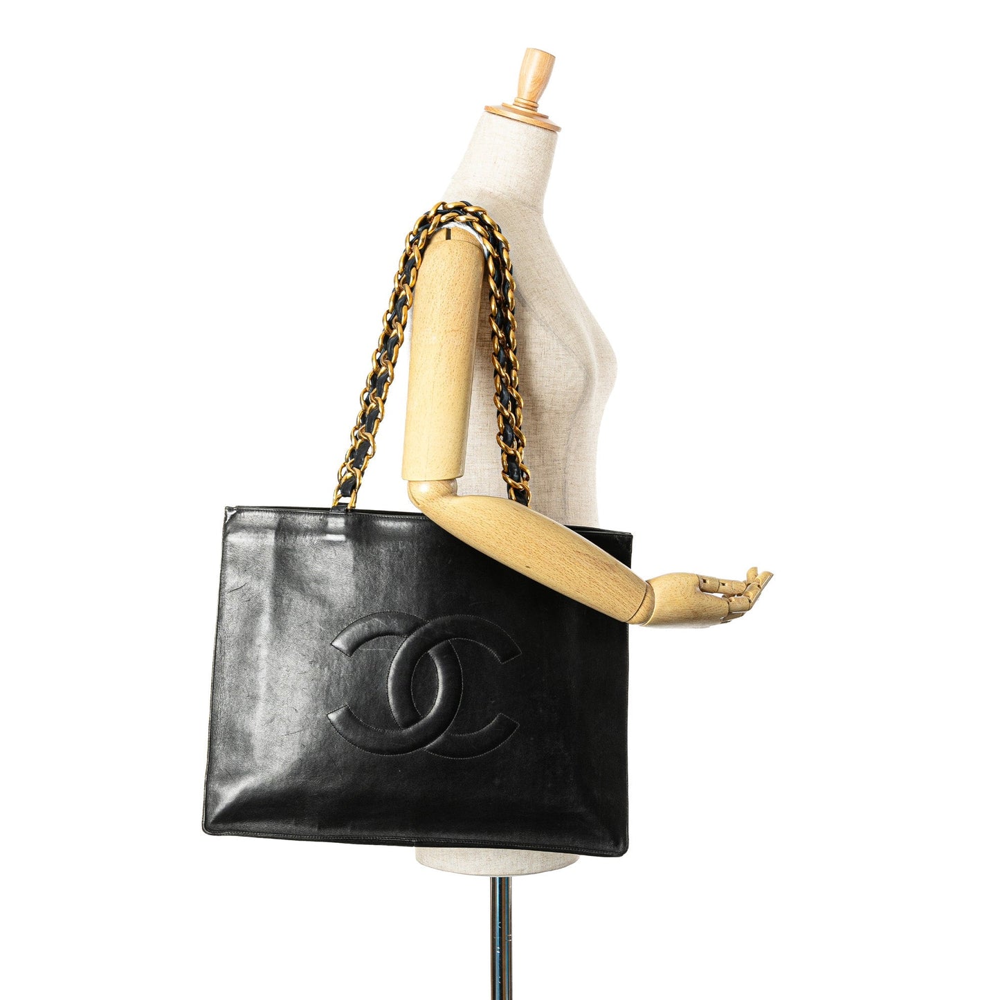 Chanel CC Lambskin Chain Tote Black