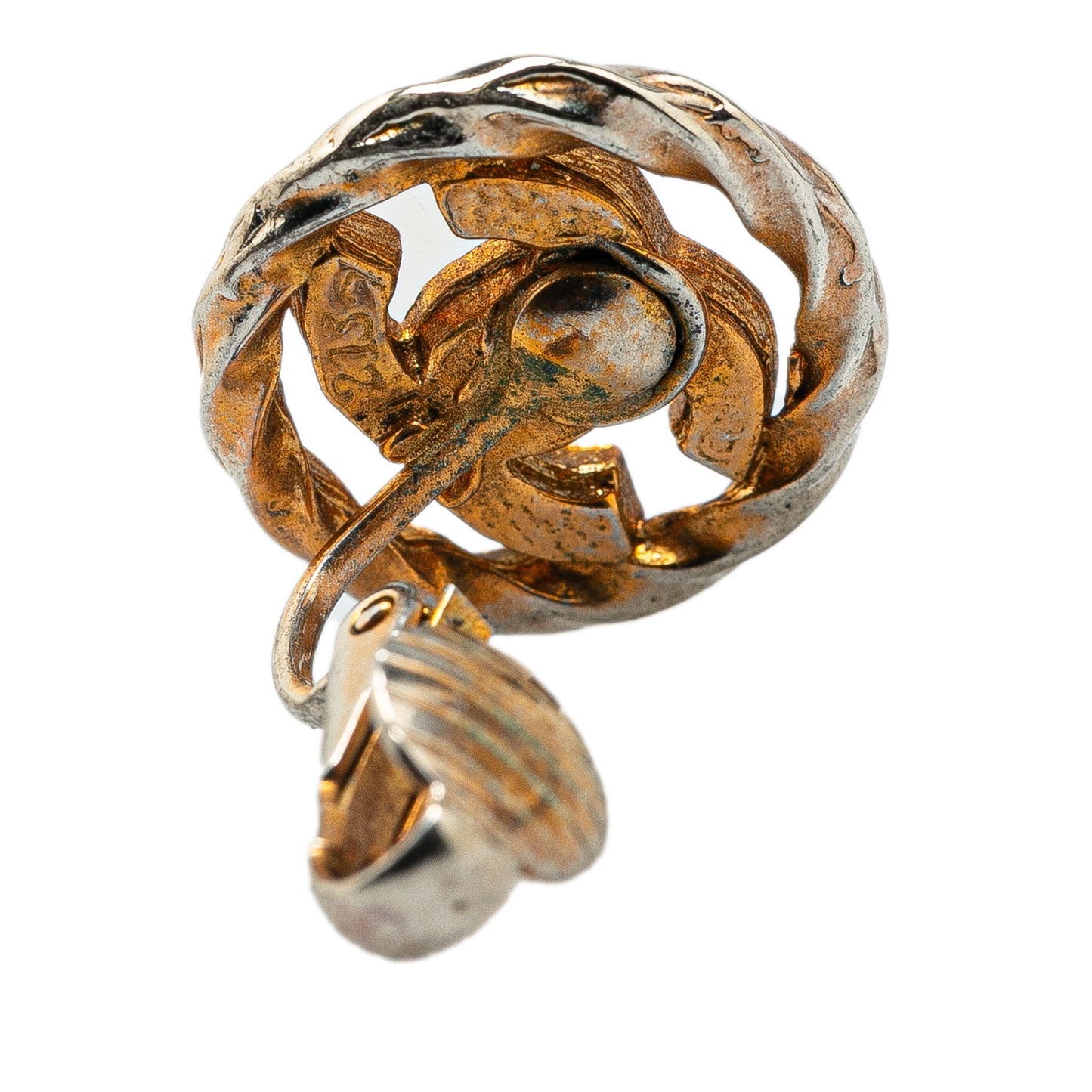 Chanel Gold Plated CC Rhinestones Clip on Earrings Gold