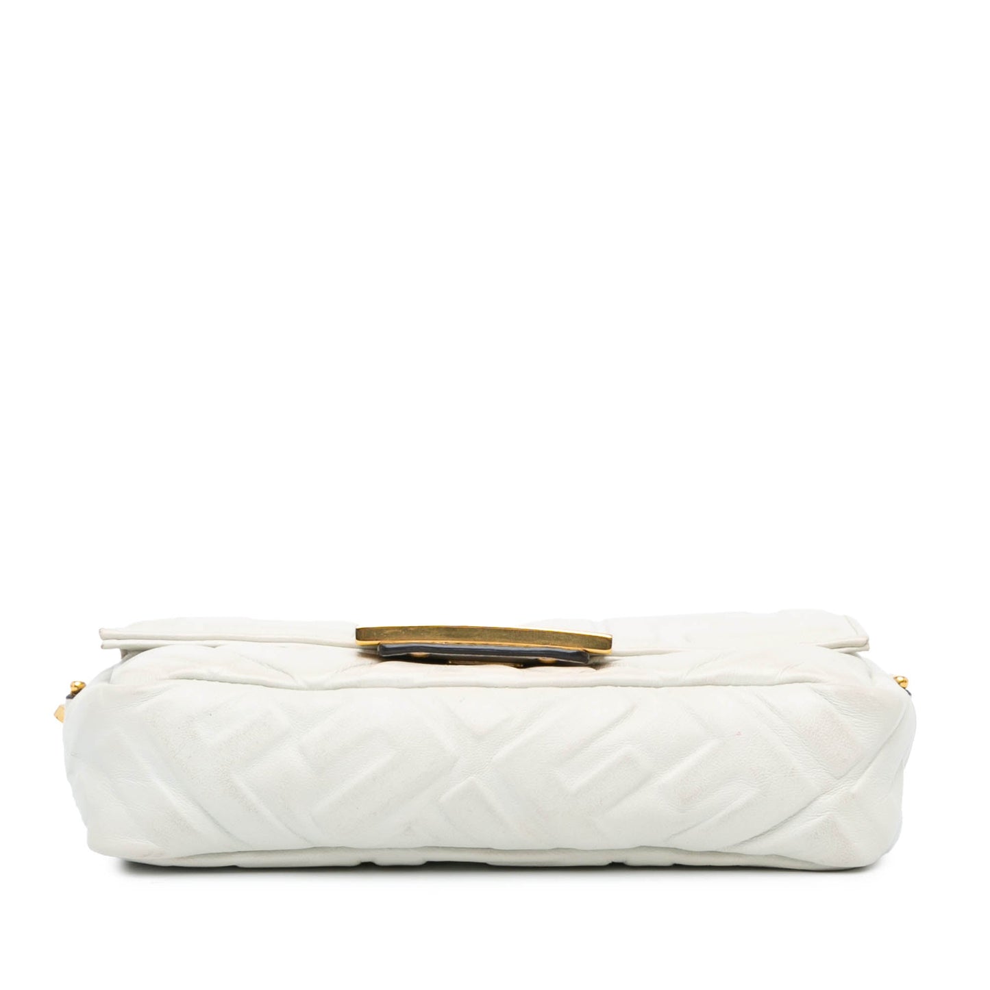Fendi Mini Zucca Embossed Leather Baguette Satchel White