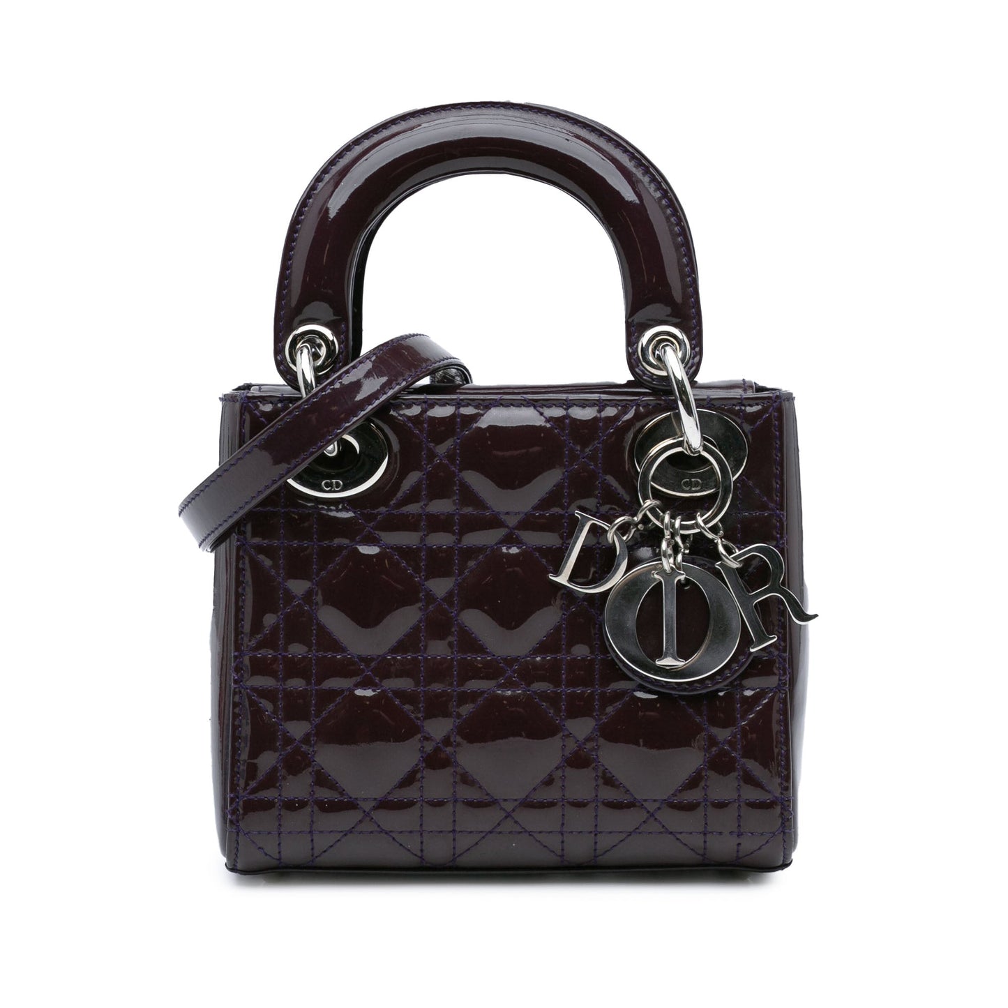 Dior Mini Patent Cannage Lady Dior Purple