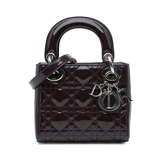 Dior Mini Patent Cannage Lady Dior Purple