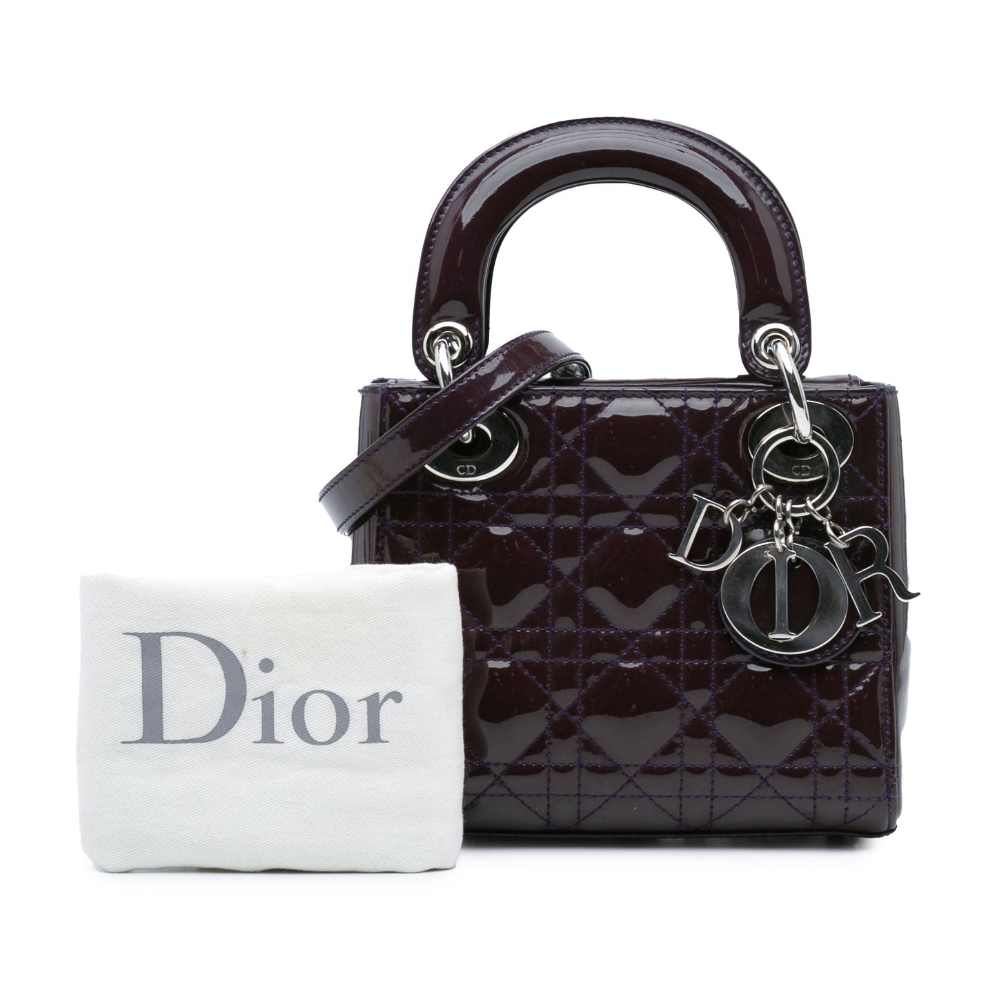 Dior Mini Patent Cannage Lady Dior Purple
