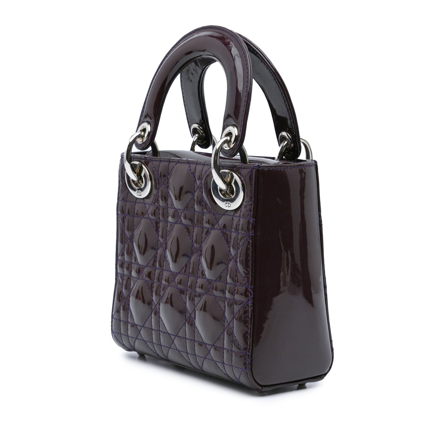 Dior Mini Patent Cannage Lady Dior Purple