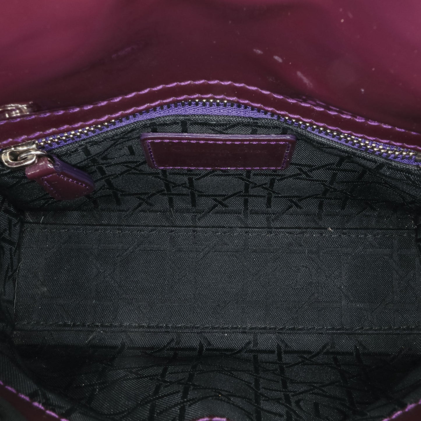 Dior Mini Patent Cannage Lady Dior Purple