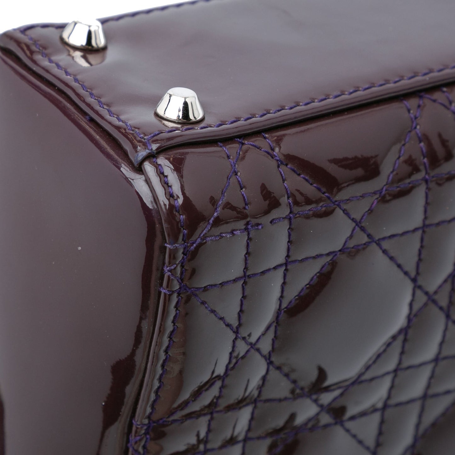 Dior Mini Patent Cannage Lady Dior Purple
