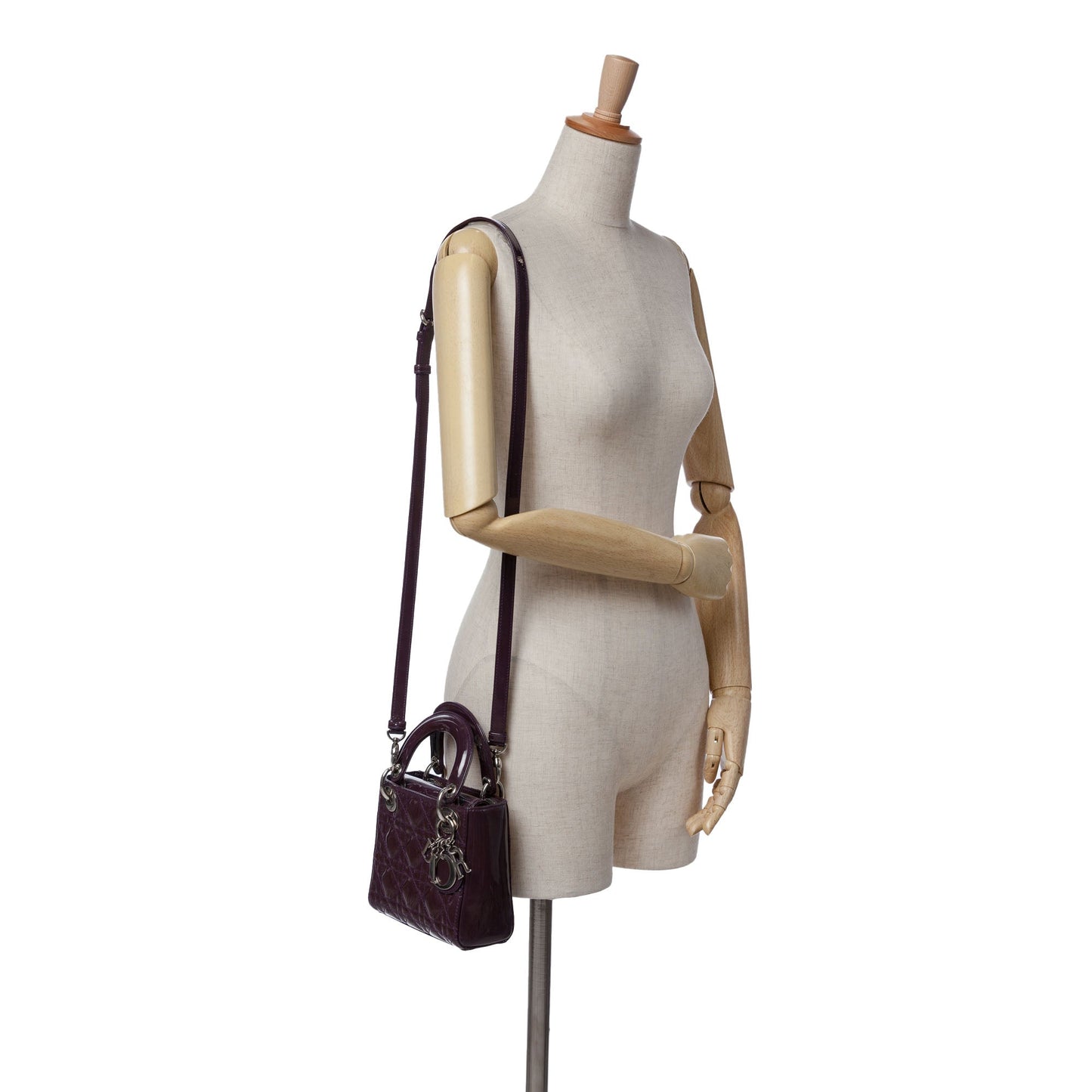 Dior Mini Patent Cannage Lady Dior Purple