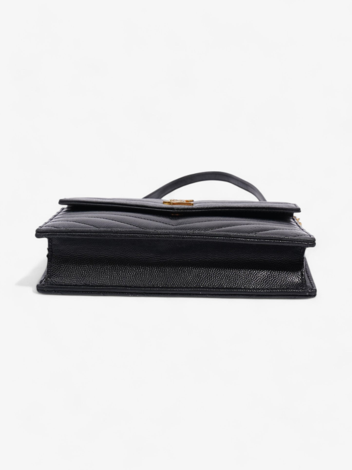 Saint Laurent Cassandre Envelope Chain Wallet Black Calfskin Leather