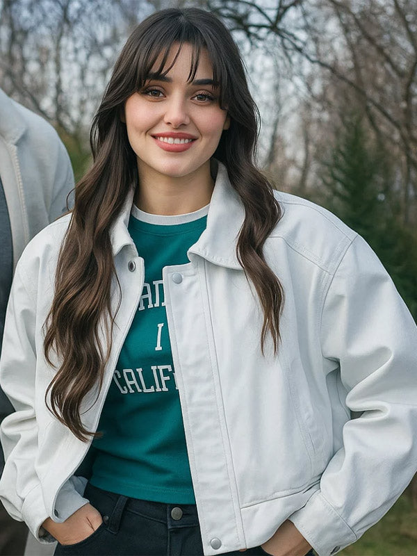 Günes Reminder White Leather Jacket