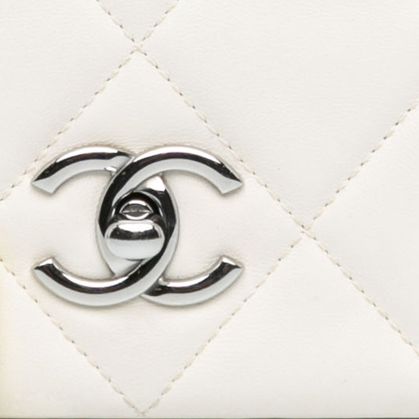 Chanel Mini Quilted Lambskin Chain Rows Flap White