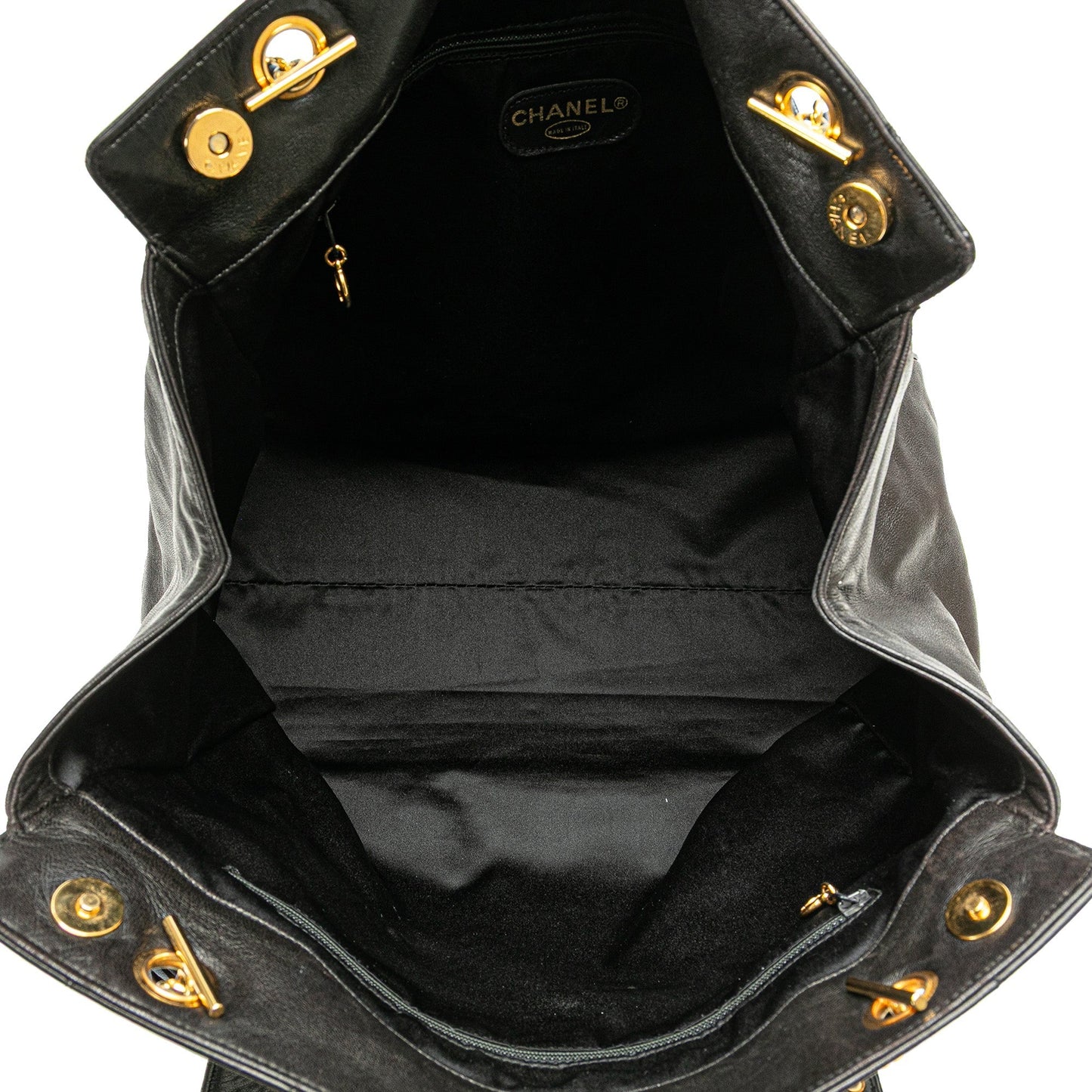 Chanel Quilted Lambskin Tassel Chain Shoulder Bag Black
