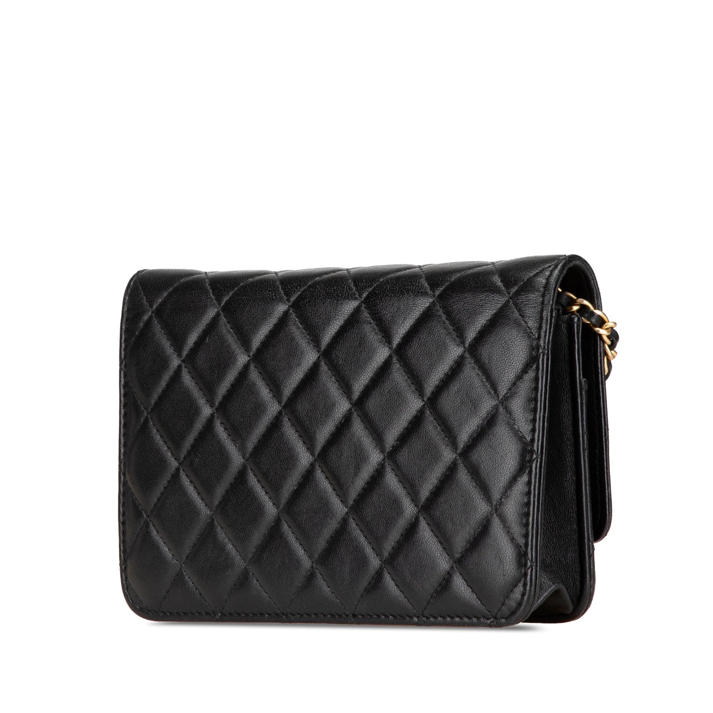 Chanel Quilted Studded Lambskin 18K Lucky Charms Wallet On Chain Black