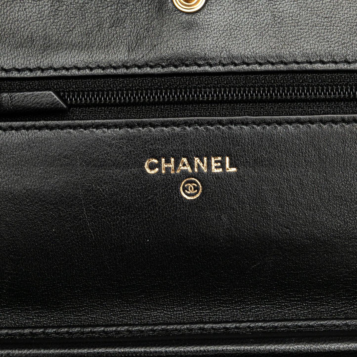 Chanel Quilted Studded Lambskin 18K Lucky Charms Wallet On Chain Black
