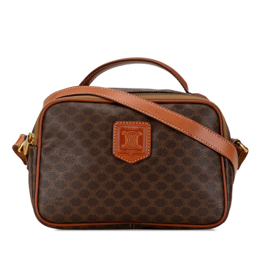 Celine Macadam Coated Canvas Satchel Brown