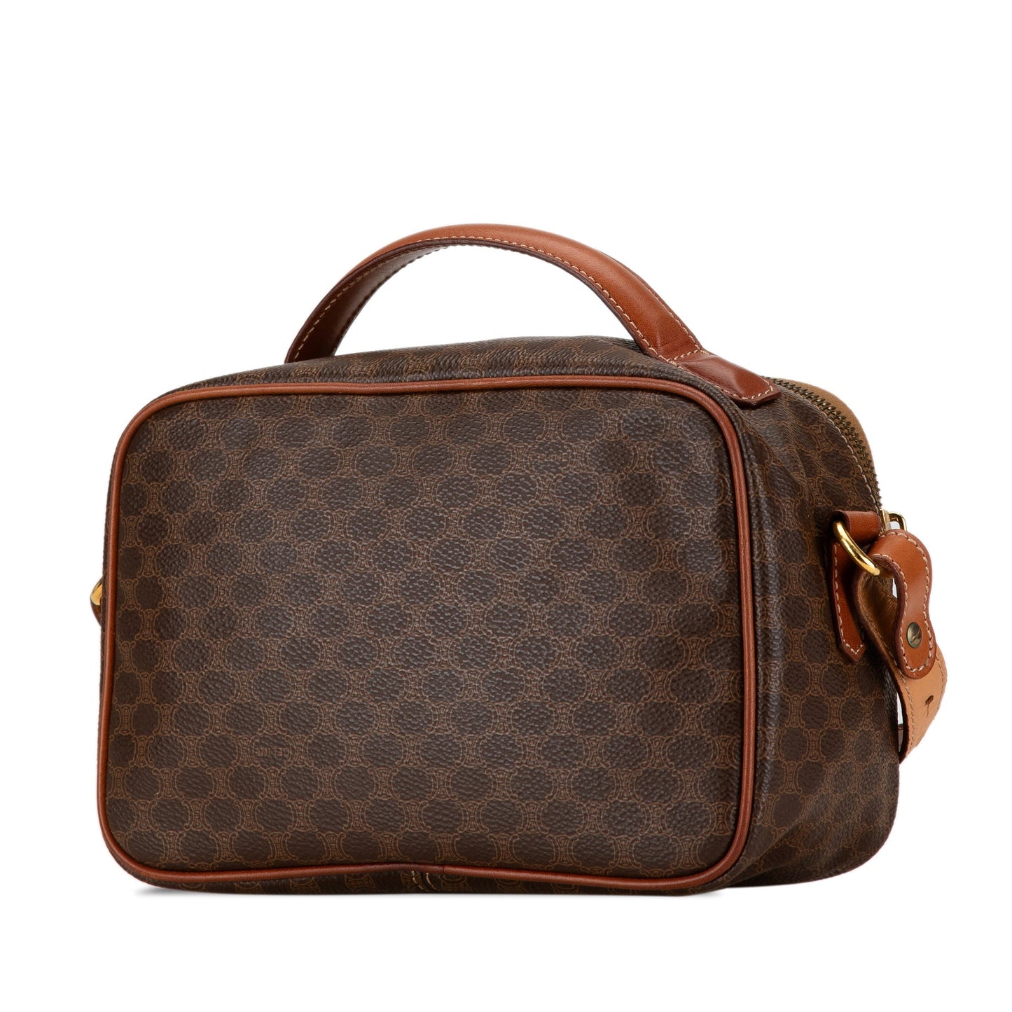 Celine Macadam Coated Canvas Satchel Brown