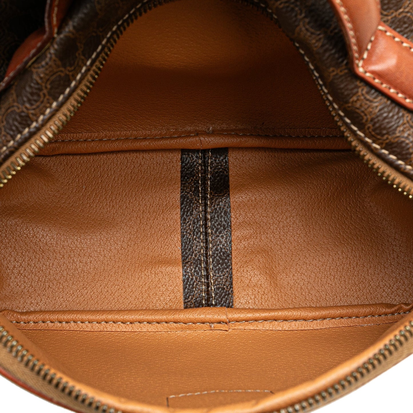 Celine Macadam Coated Canvas Satchel Brown