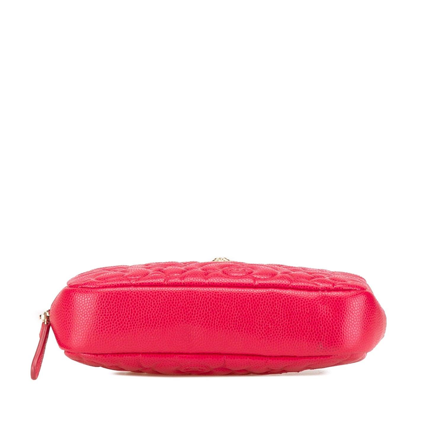 Chanel Small Caviar Camellia Cosmetic Case Red