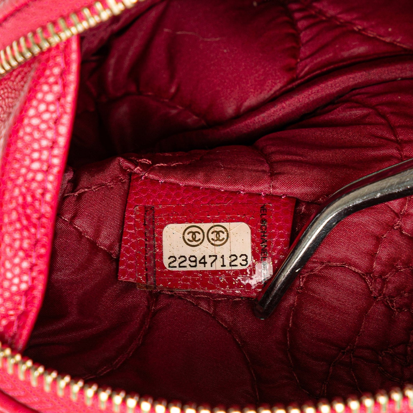 Chanel Small Caviar Camellia Cosmetic Case Red