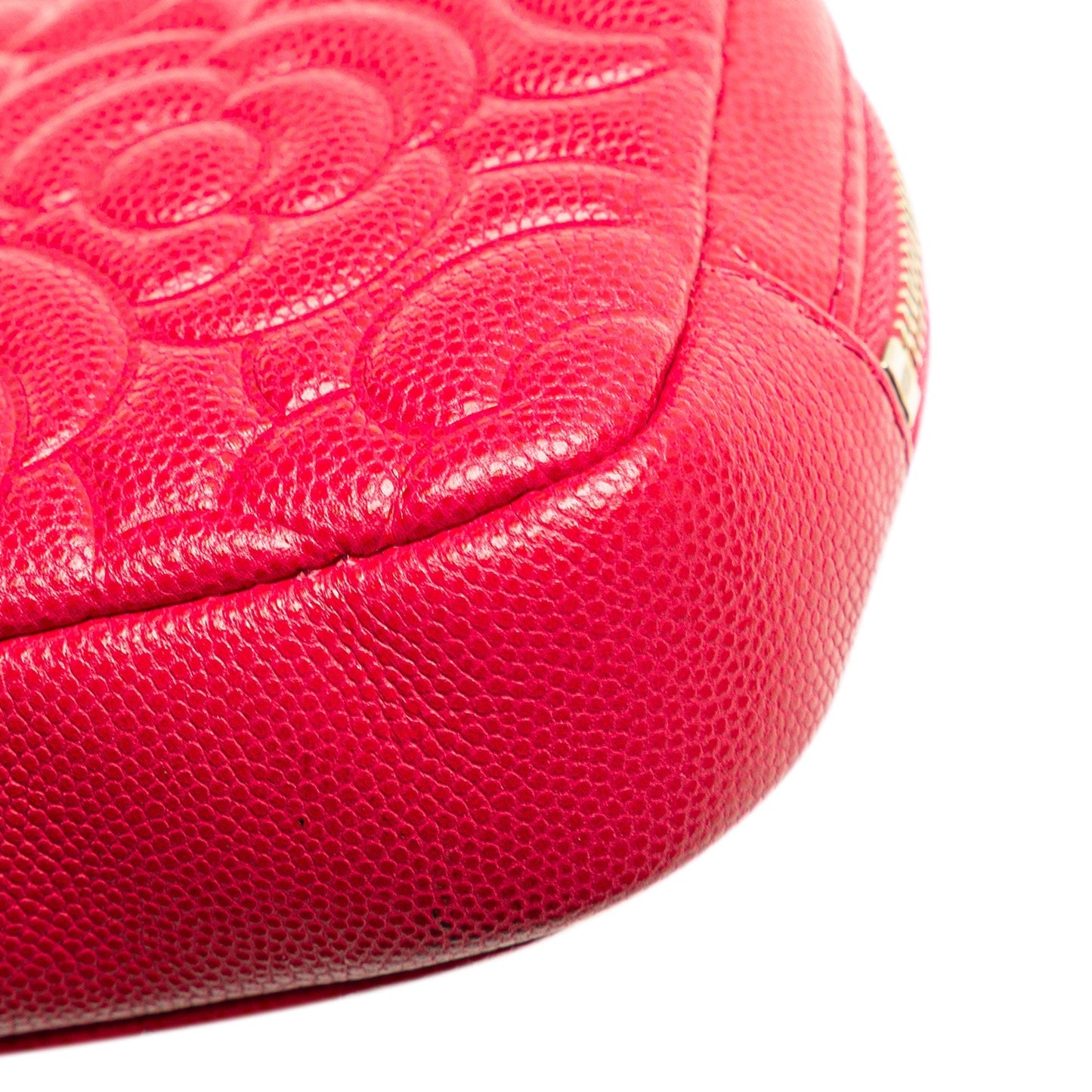 Chanel Small Caviar Camellia Cosmetic Case Red