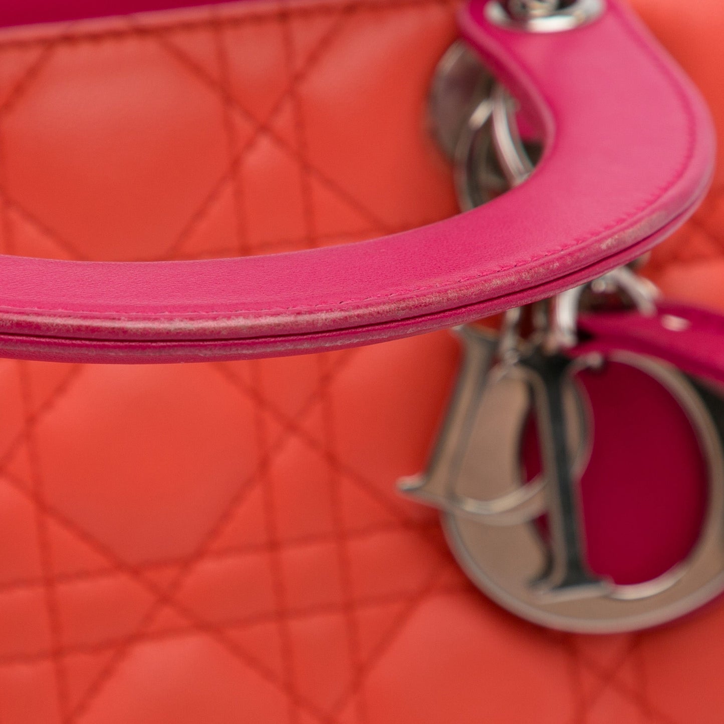 Dior Medium Bicolor Lambskin Cannage Lady Dior Orange