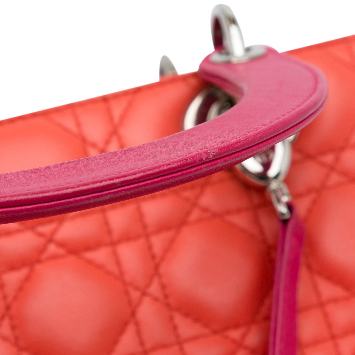 Dior Medium Bicolor Lambskin Cannage Lady Dior Orange