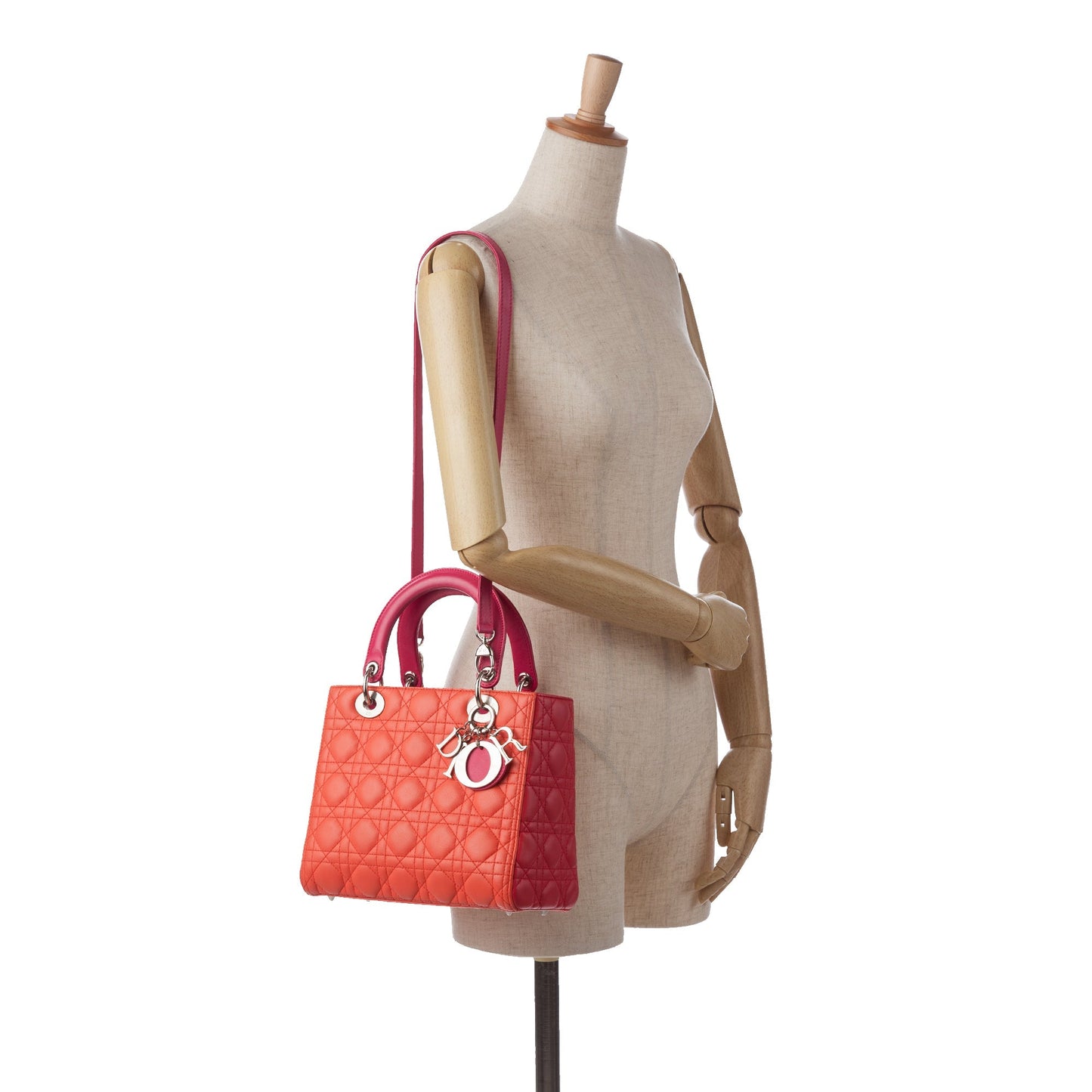 Dior Medium Bicolor Lambskin Cannage Lady Dior Orange