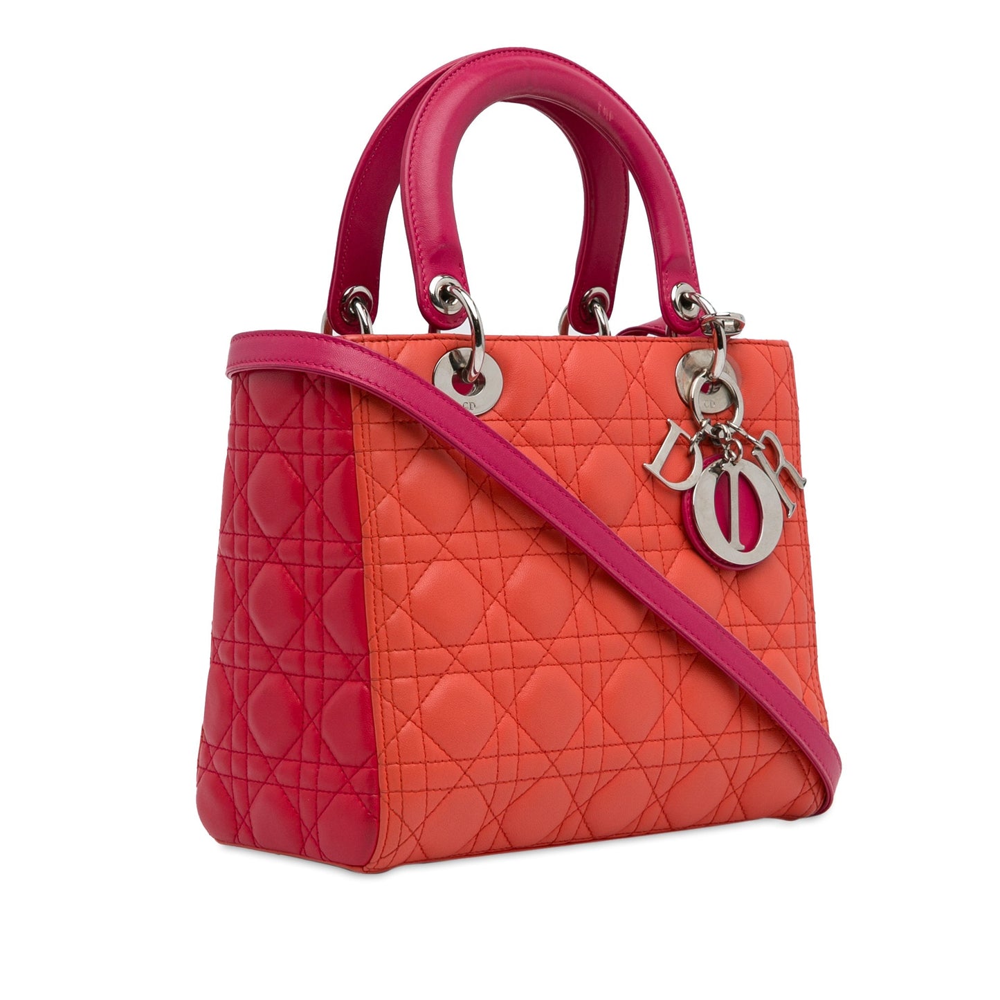 Dior Medium Bicolor Lambskin Cannage Lady Dior Orange