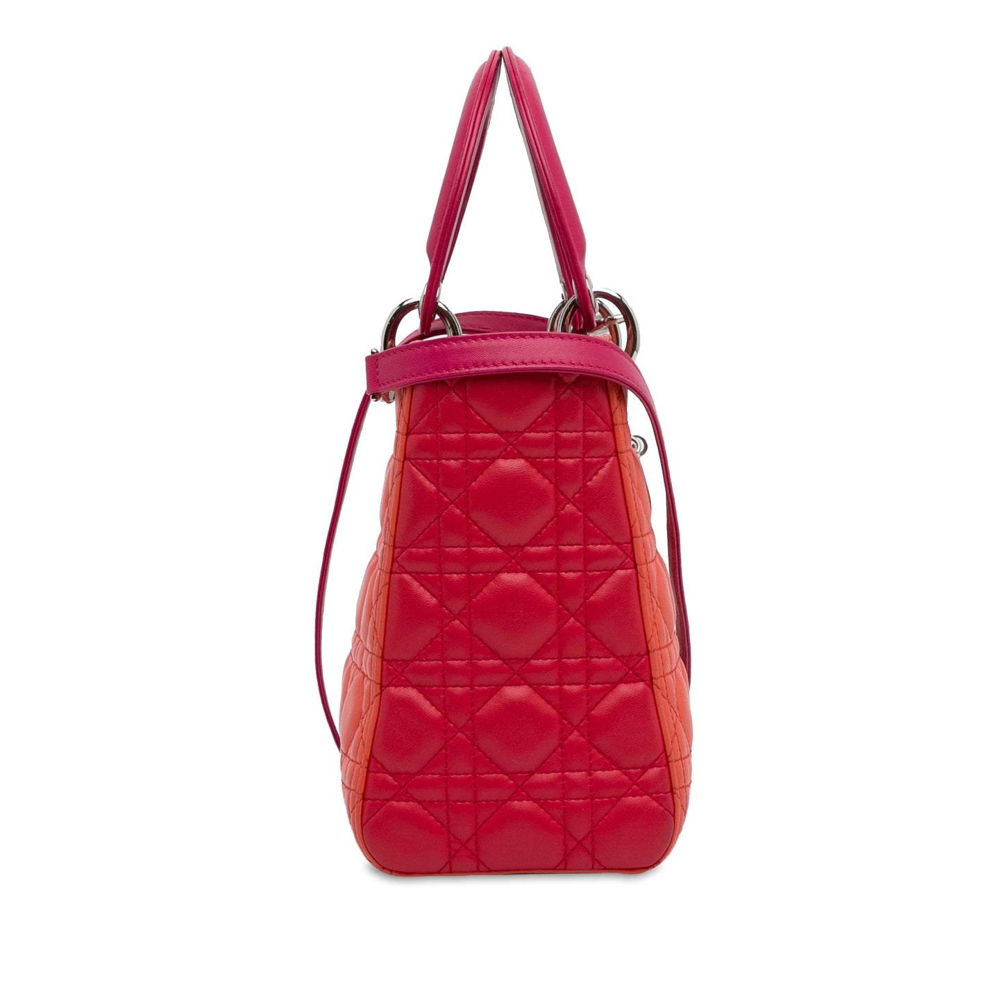 Dior Medium Bicolor Lambskin Cannage Lady Dior Orange