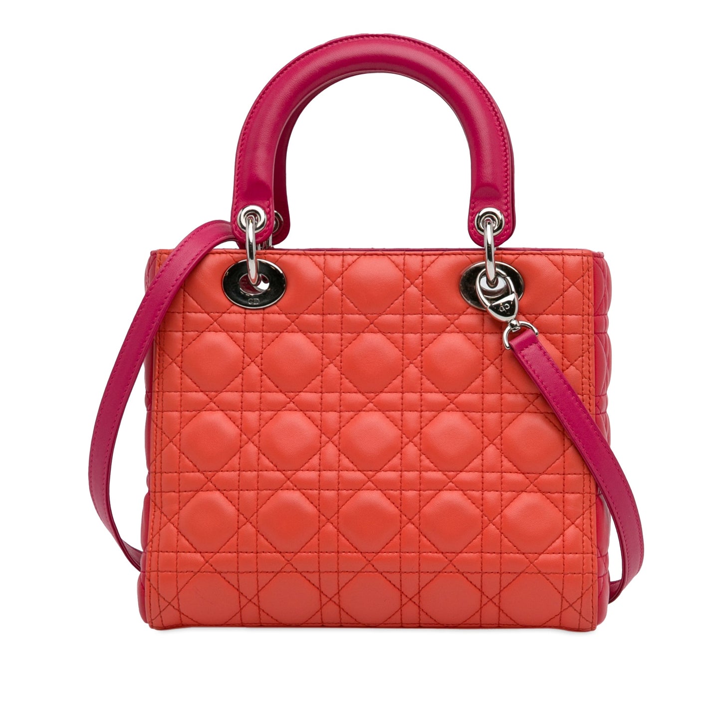 Dior Medium Bicolor Lambskin Cannage Lady Dior Orange