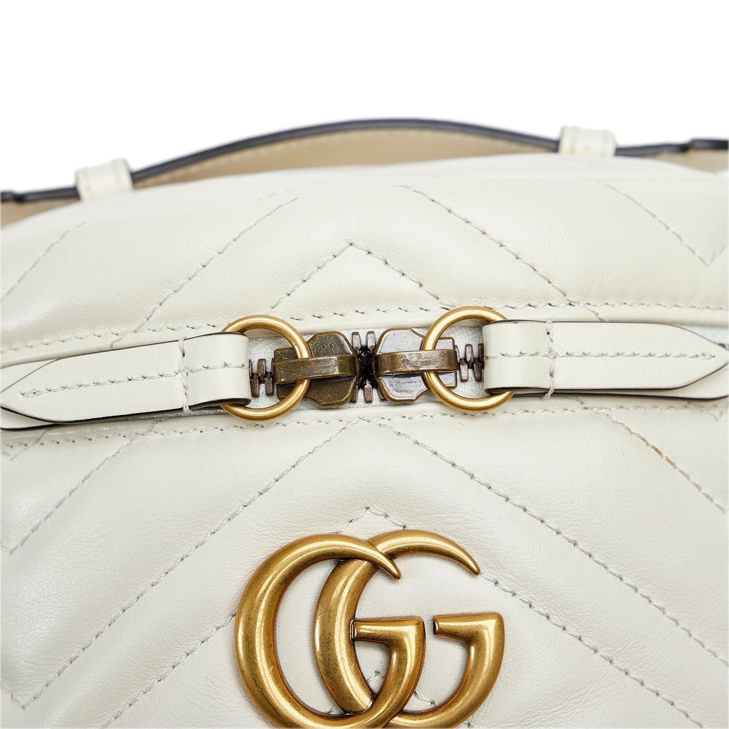 Gucci Mini GG Marmont Matelasse Leather Round Backpack White