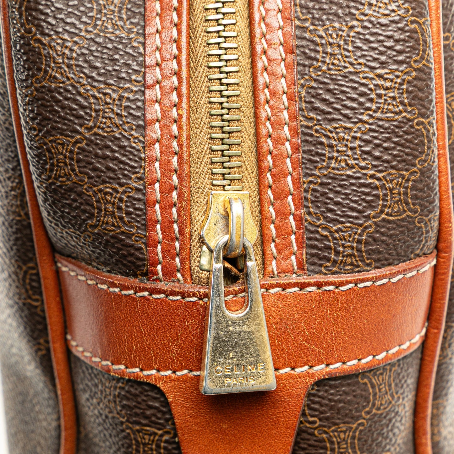 Celine Macadam Coated Canvas Handbag Brown