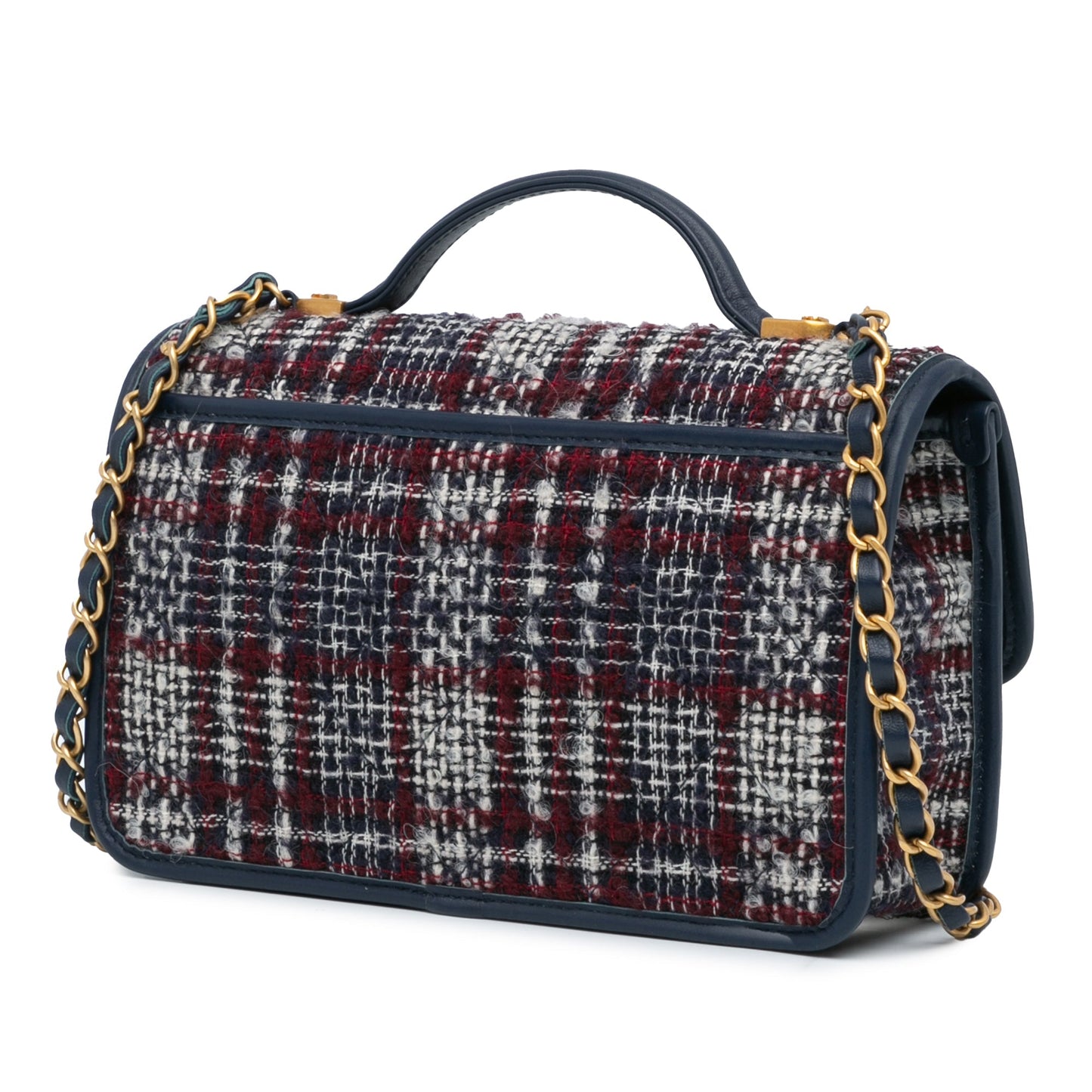 Chanel Small Tweed School Memory Top Handle Flap Blue