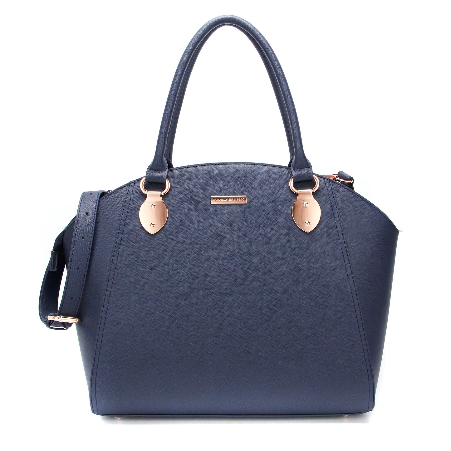 SAVANNAH DESIGNER LAPTOP HANDBAG | NAVY LEATHER | CHAMPAGNE GOLD