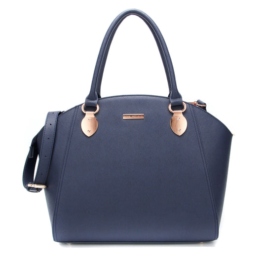 SAVANNAH DESIGNER LAPTOP HANDBAG | NAVY LEATHER | CHAMPAGNE GOLD