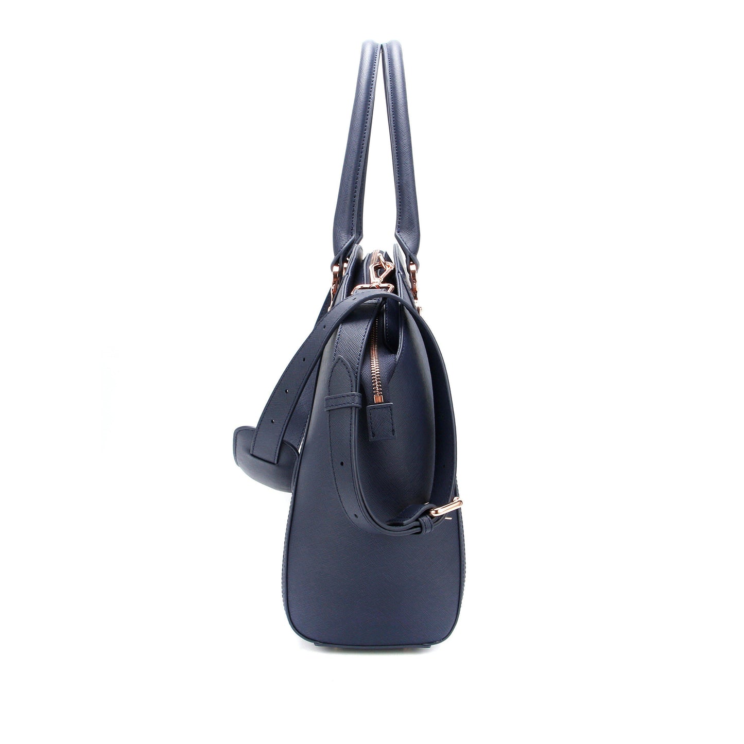 SAVANNAH DESIGNER LAPTOP HANDBAG | NAVY LEATHER | CHAMPAGNE GOLD