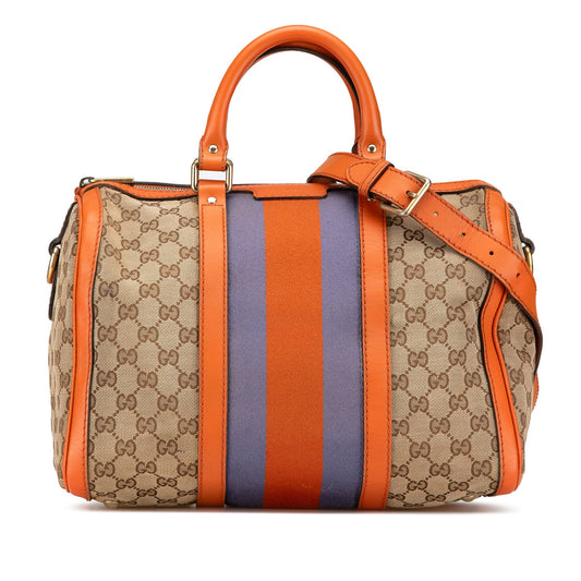 Gucci GG Canvas Web Joy Boston Bag Brown
