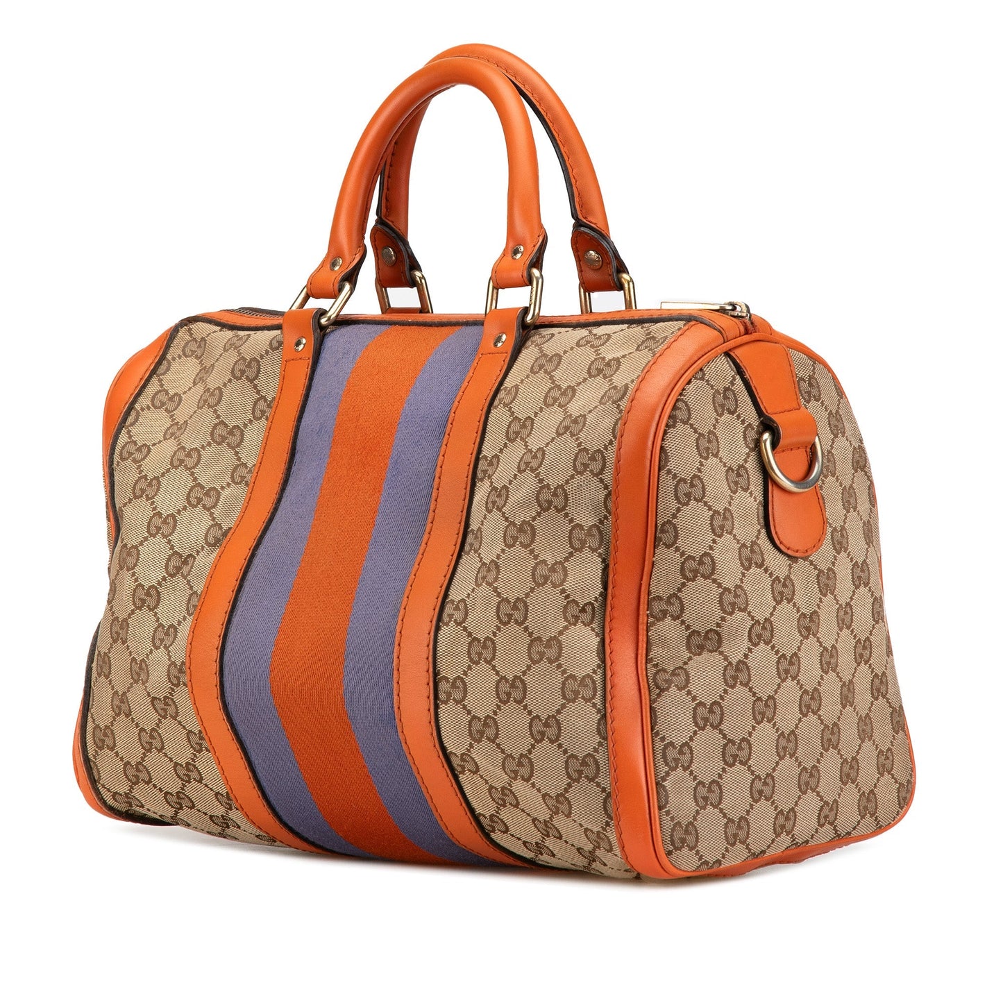 Gucci GG Canvas Web Joy Boston Bag Brown