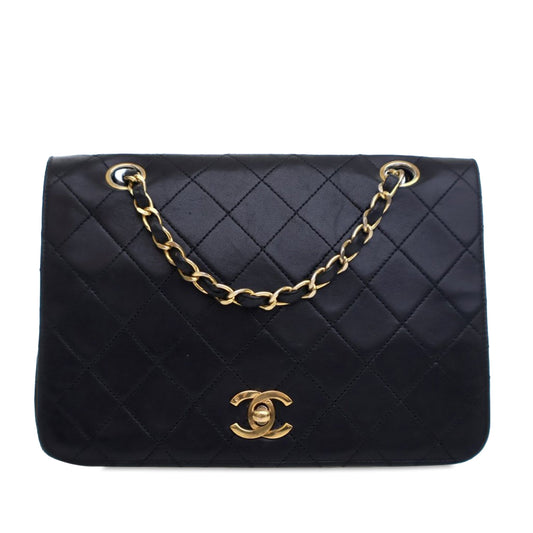 Chanel Small CC Quilted Lambskin Full Flap Black