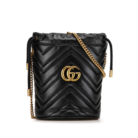 Gucci Mini GG Marmont Matelasse Bucket Bag Black