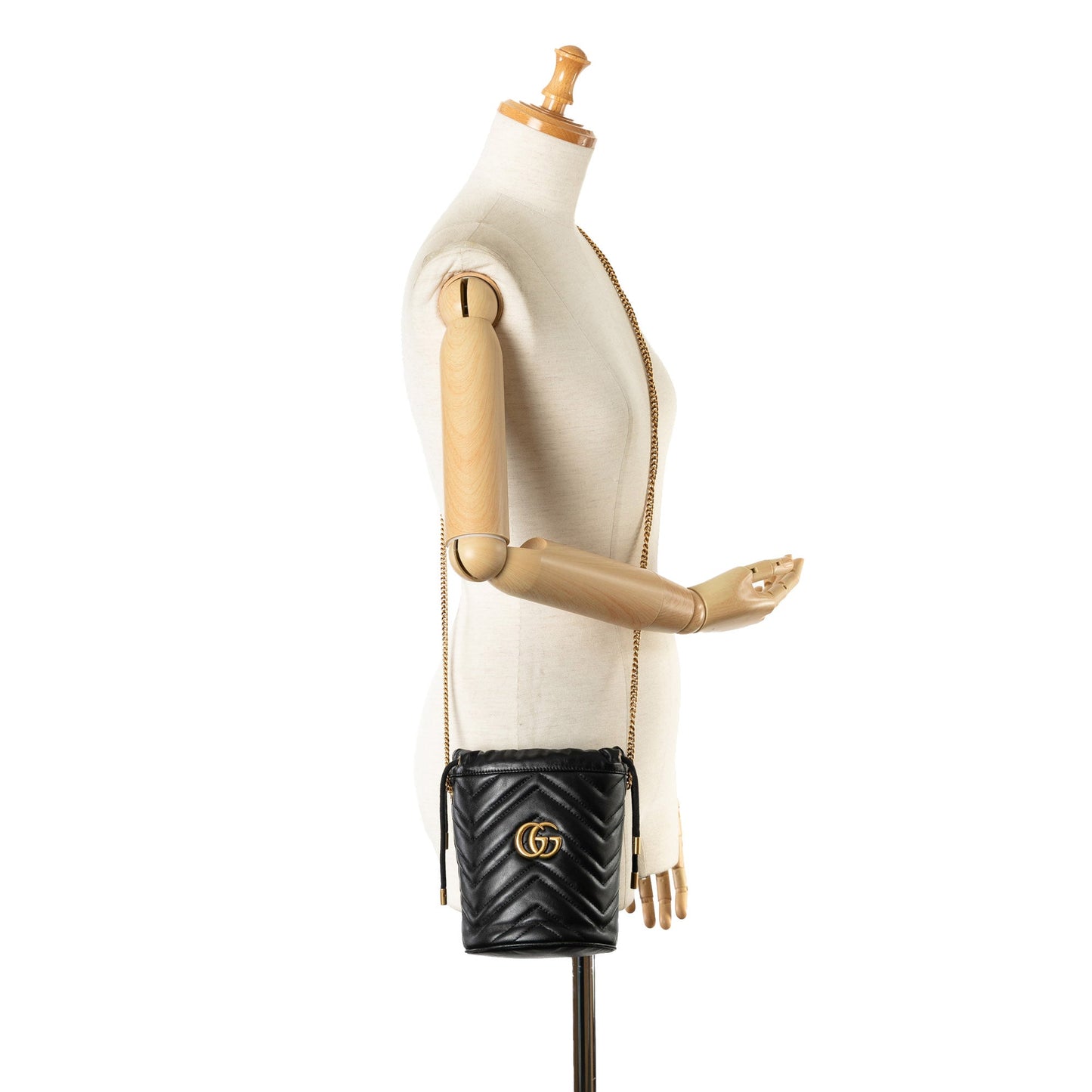 Gucci Mini GG Marmont Matelasse Bucket Bag Black