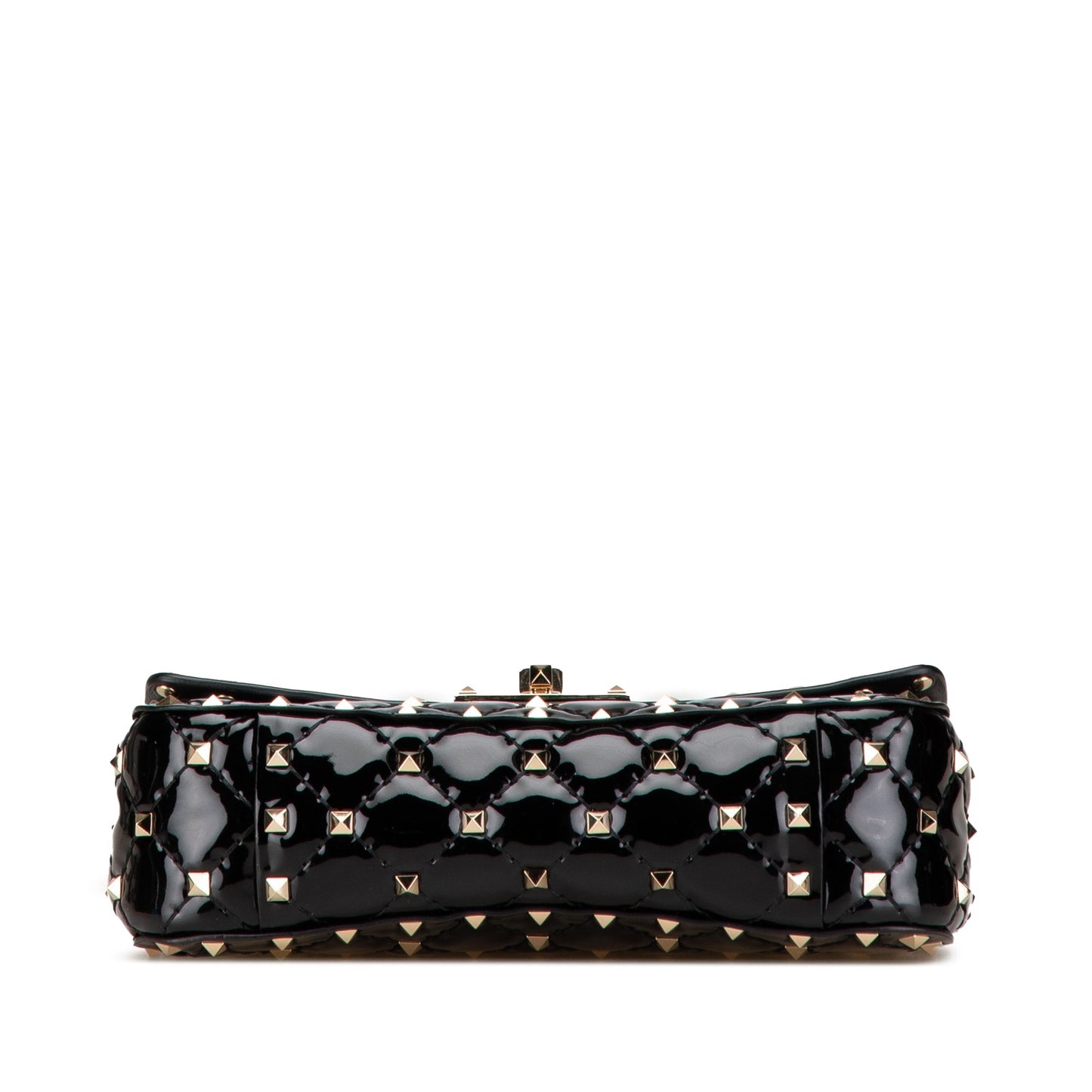 Valentino Small Patent Rockstud Spike Satchel Black