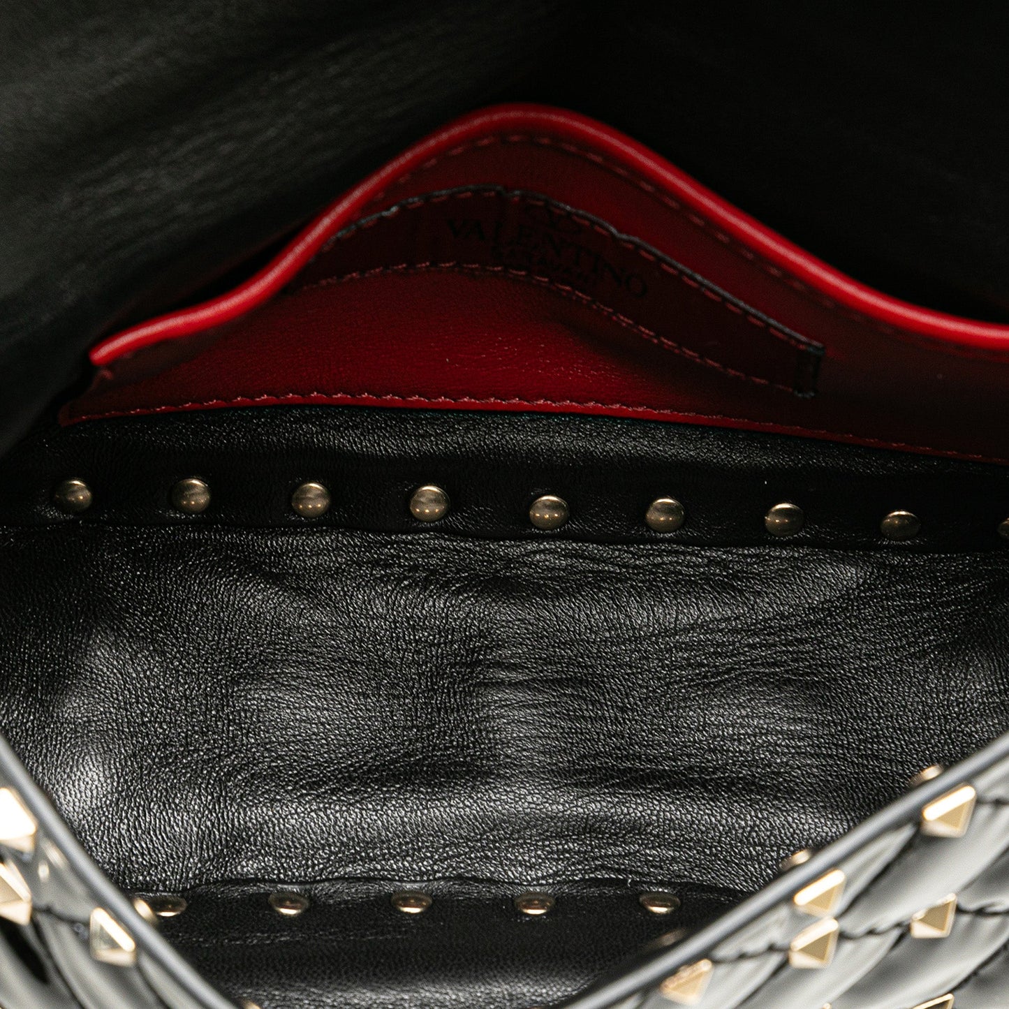 Valentino Small Patent Rockstud Spike Satchel Black