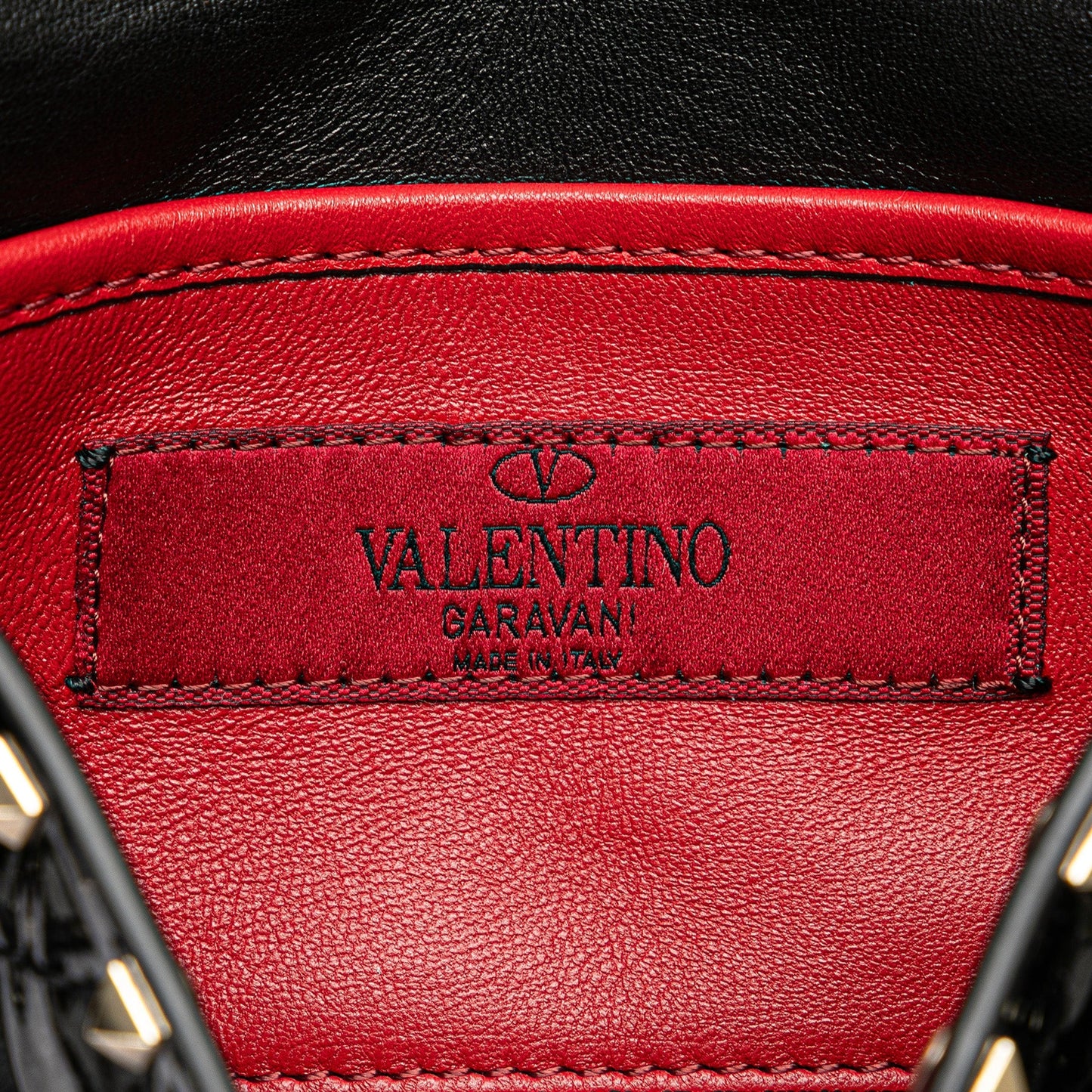 Valentino Small Patent Rockstud Spike Satchel Black