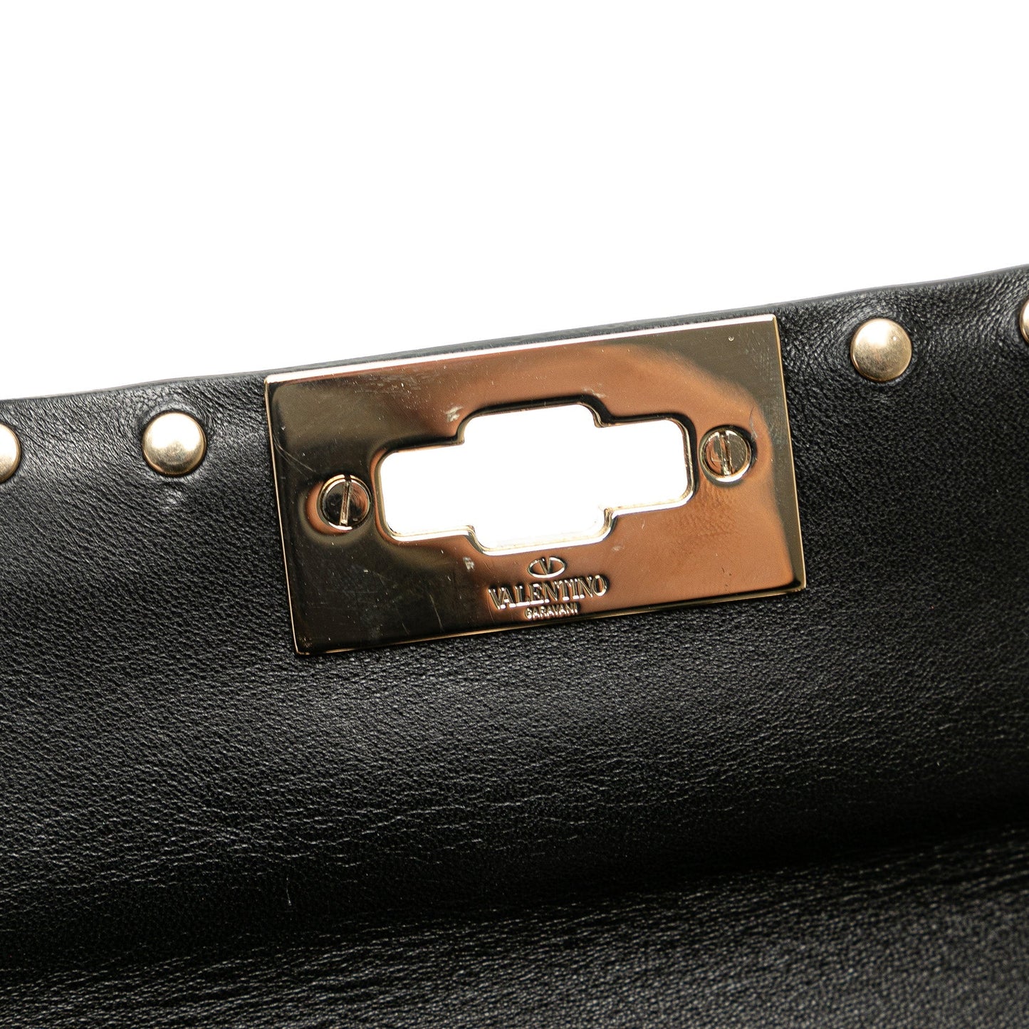 Valentino Small Patent Rockstud Spike Satchel Black