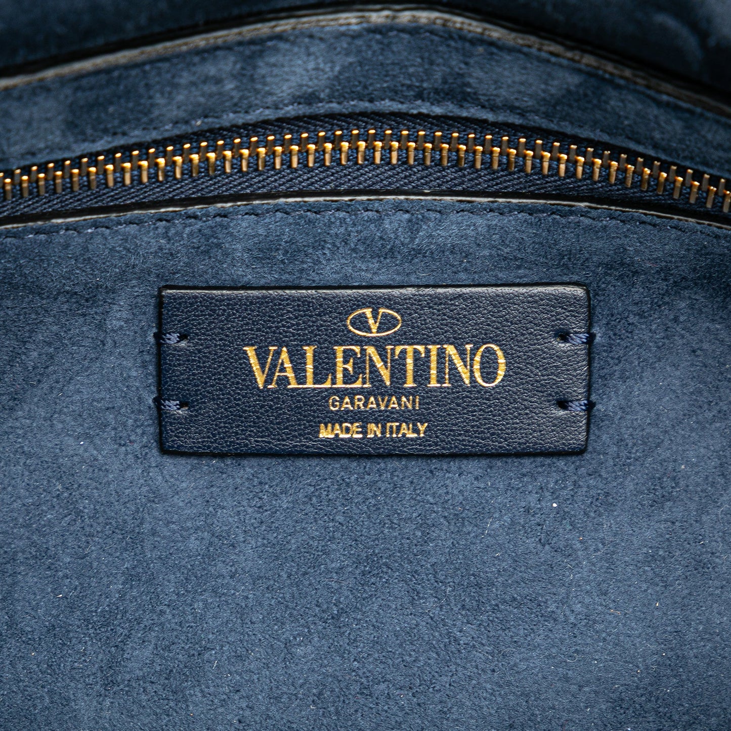 Valentino Medium Cashmere Roman Stud Satchel Blue