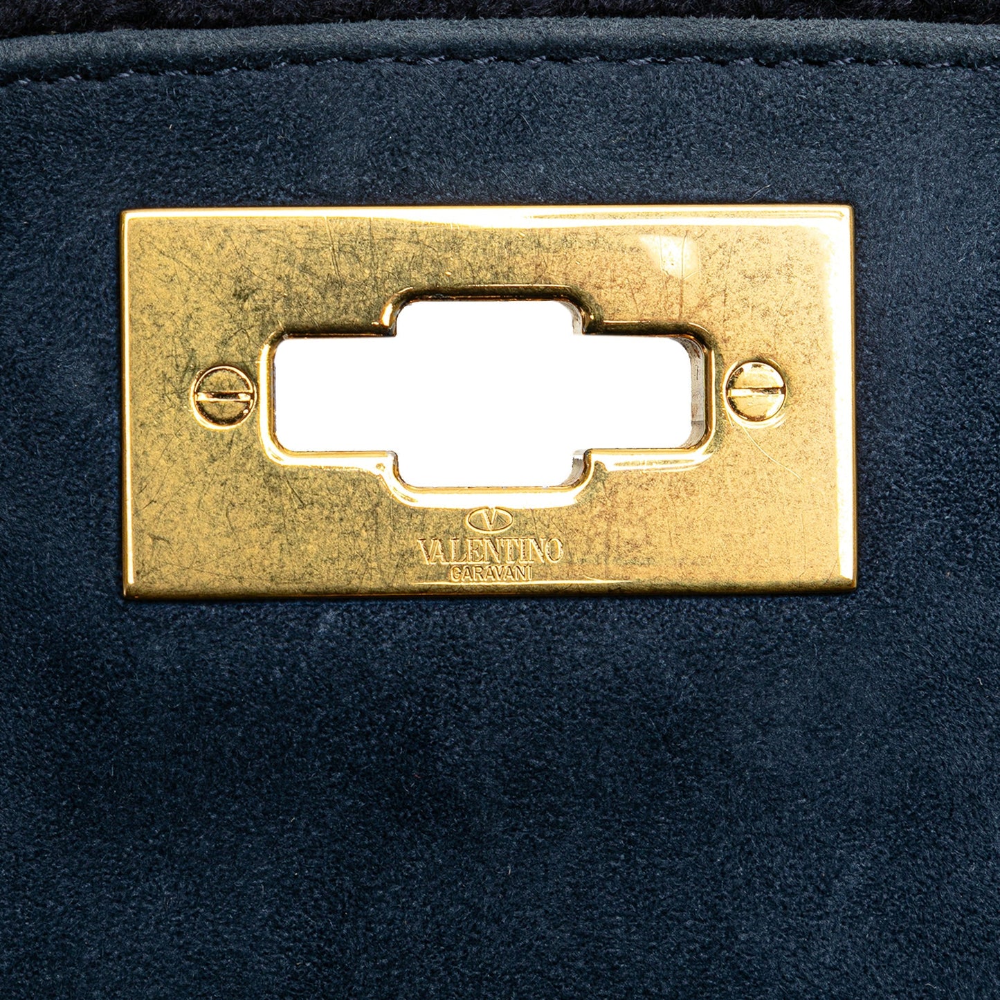 Valentino Medium Cashmere Roman Stud Satchel Blue
